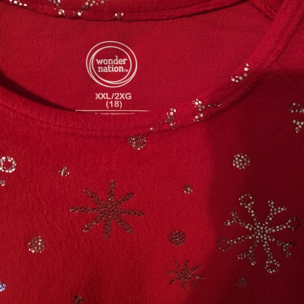 Red Dress with Silver Snowflake Accents Girls Plus Size - Picture 2 of 4